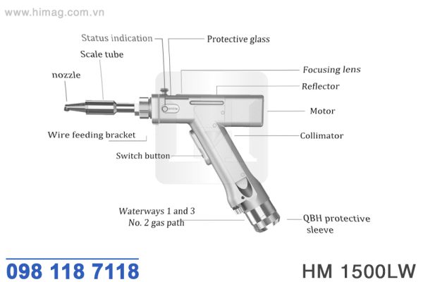 Đầu súng hàn máy hàn laser cầm tay 1500W | HIMAG