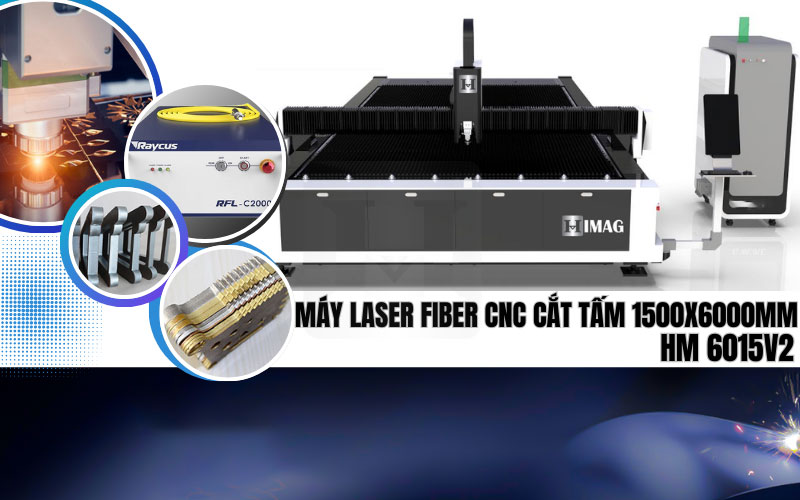 Máy cắt laser fiber cnc 1500x6000mm cắt tấm | HIMAG