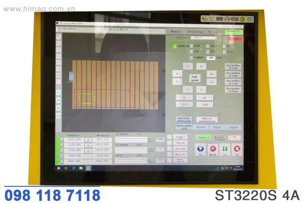 Giao diện điều khiển máy cắt cầu đá CNC tải nặng 4 trục | Himag