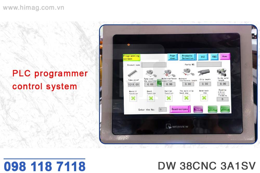 Màn hình điều khiển máy uốn ống 3 trục 1 tầng làm việc trục đẩy V | Himag