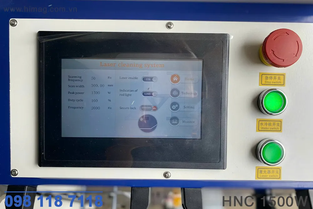 Bảng điều khiển máy tẩy gỉ laser 1500W