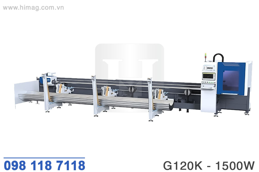 Máy cắt ống laser 1500W nghiêng đầu đưa phôi tự động | HIMAG